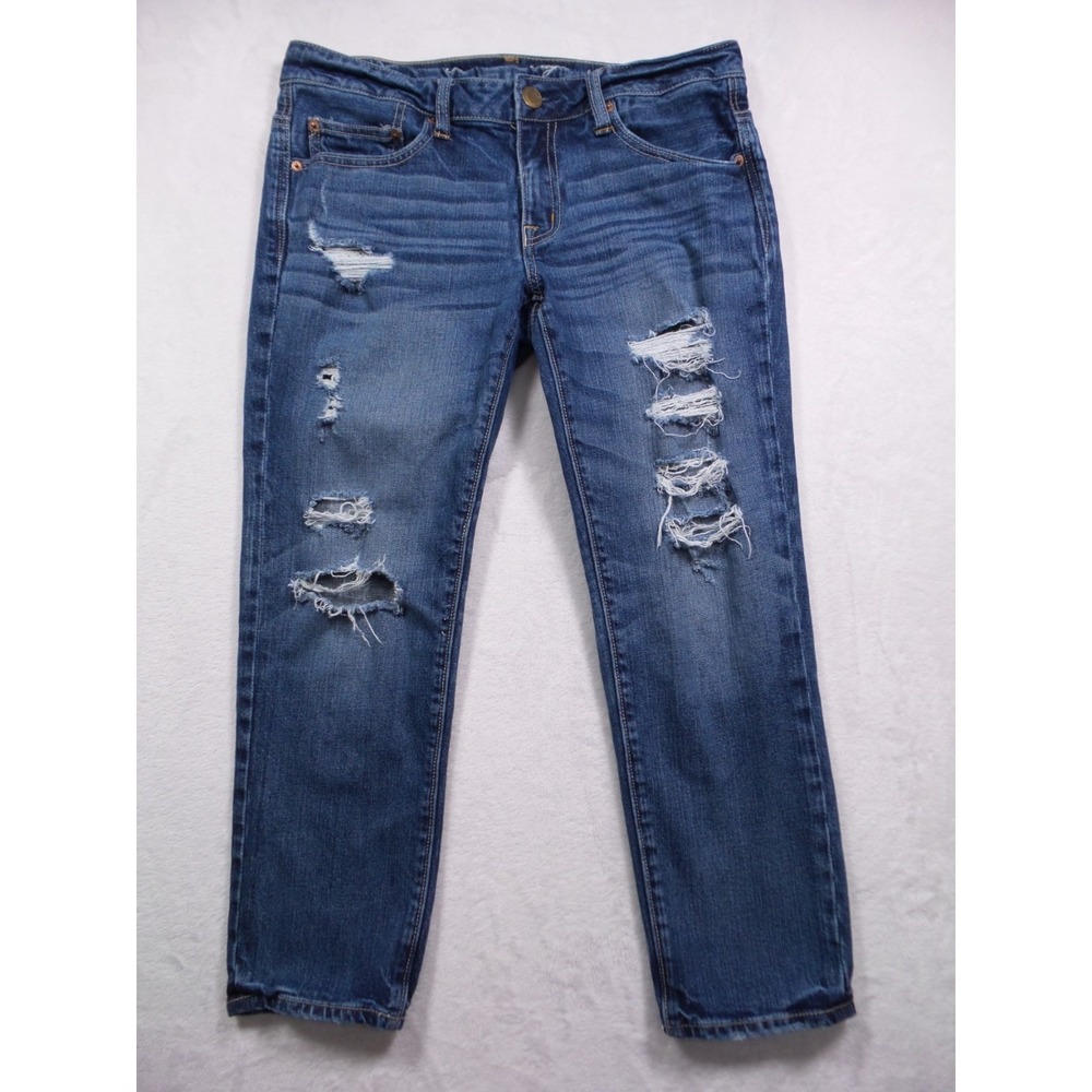 American Eagle Jeans Womens Size 6 Blue Denim Slouchy Stretch Mid Rise